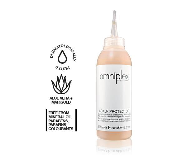 omniplex protector,Omniplex Scalp Protector,scalp protector for hair coloring,sensitive scalp protection,scalp shield for dyeing,hair color irritation prevention,professional scalp protector,scalp barrier for bleaching,salon scalp protection product