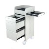 Fusion White 4 Drawer Salon Trolley - White - Clear Castor Wheels - Image 6