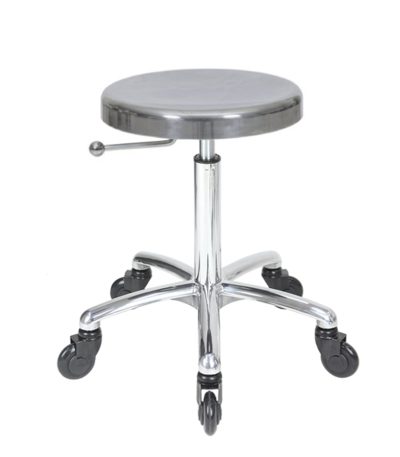 Aluminium Salon Stool, Chrome Base Stool, Click’n Clean Wheels Stool, Hairdressing Stool, Beauty Salon Stool, Rolling Aluminium Stool