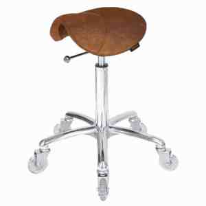 Saddle Stool No Back Tan - Chrome Base