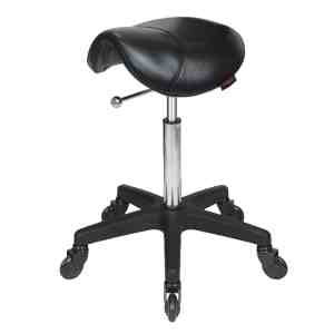 Saddle Stool No Back Black - Black Base - Click'n Clean Castor Wheels