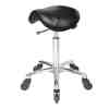 Saddle Stool No Back Black- Chrome Base - Click'n Clean Castor Wheels