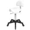 Saddle Stool with Back White- Black Base - Click'n Clean Castor Wheels