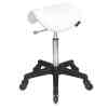 Saddle Stool No Back White - Black Base - Click'n Clean Castor Wheels
