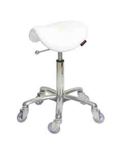 Saddle No Back White - Chrome Base