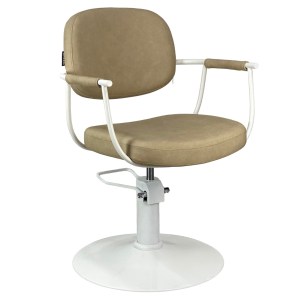Chelsea Sand Upholstery - White Frame Styling Chair - Hydraulic