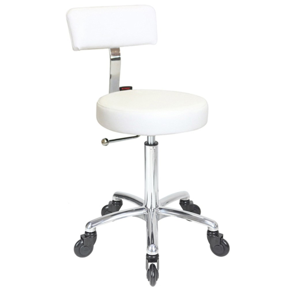 sprint stool white chrome base click'n clean castor wheels
