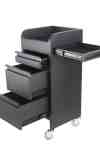 Fusion Black 4 Drawer Hairdressing Beauty Trolley - Clear Wheels