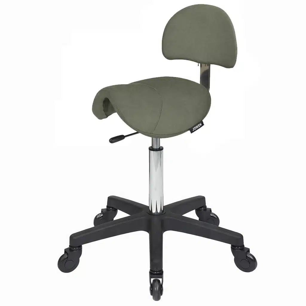 Saddle Stool with Back Forest Green